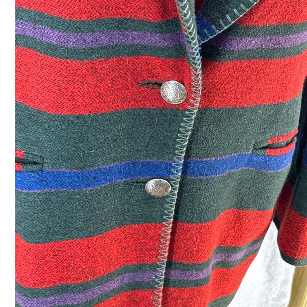 Casual Corner Vintage Red Wool Blend Aztec Western Country Blazer Women 10 - Picture 6 of 8
